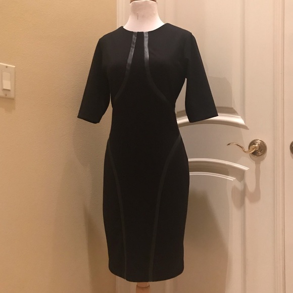 Julia Jordan black knit dress with faux leather detailing. - Picture 1 of 5